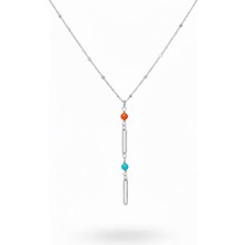 Nkie Jewels Gümüş Renk Ezme Zincir Inci Ataç Ye Model Çelik Kolye - 3842