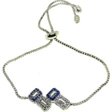 Nkie Jewels Gümüş Renk Yapışık Dikdörtgen Asansör Zirkon Bileklik - 2724