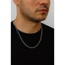 Nkie Jewels Gümüş Renk Oval Dikdörtgen Unisex Çelik Kolye - 3358