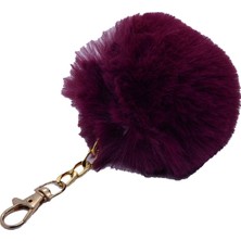 Nkie Jewels Patlıcan Moru Renk Peluş Ponpon Anahtarlık  973