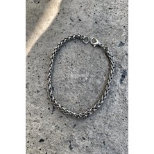 Nkie Jewels Angelus Model 3mm Kalın Kararmaz Unisex  Bileklik Gümüş Kaplama