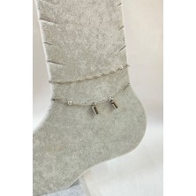 Nkie Jewels Gümüş Renk Boru Model Singapur  ve Top  Zincir Çelik Halhal - 3265