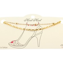 Nkie Jewels Altın Renk Top  ve Küp Zincir Halhal - 1907