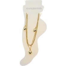 Nkie Jewels Altın Renk Asansör Sf 3 Kalp Çelik Halhal - 3484