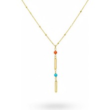 Nkie Jewels Altın Renk Ezme Zincir Inci Ataç Ye Model Çelik Kolye - 3833