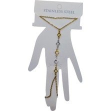 Nkie Jewels Altın Renk Sarı Beyaz Van Clef Çelik Şahmeran - 3538