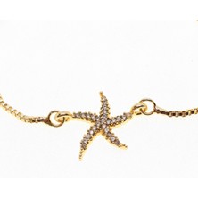 Nkie Jewels Altın Renk Zirkon Taşlı Deniz Yıldızı Asansör Bileklik - 1799