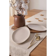 Keramika Mat Krem Bloom Kayık Tabak 31 cm 2 Adet 040