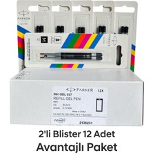 Parker Jel Kalem Refill Plastik Gövde 2'li Blister 12 Adet M Uç Siyah