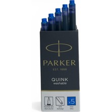 Parker Dolma Kalem Kartuşu Quink Yıkanabilir Mavi (5’li Paket) 1950383