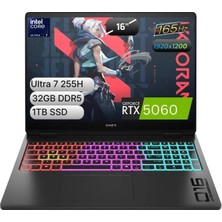 Hp Omen Max 16 Rtx™ 5060 Core Ultra 7 255H 32 GB Ddr5 Ram 1 Tb SSD Ram 16GB 16 Inç Freedos BQ1Y9EA- Outlet
