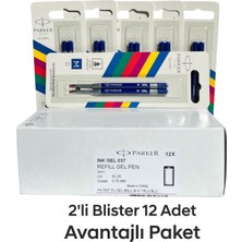 Parker Jel Kalem Refill Plastik Gövde 2'li Blister 12 Adet M Uç Mavi