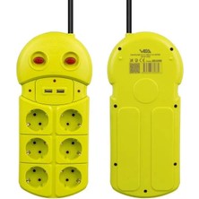 Prativas Vea VE-970USB 6'lı 2 Usb'li 1.5 Metre Grup Priz