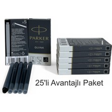 Parker Dolma Kalem Kartuşu Quink Yıkanabilir Siyah (25’li Paket) 1950382
