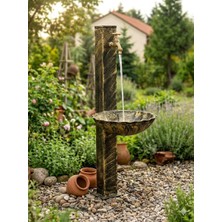 Balyaman Döküm Lavabolu Gold Eskitme Kare Ayaklı Bahçe Çeşmesi