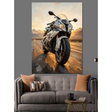 Tablomega Yol Kenarında Duran Modern Motosiklet Dekoratif Kanvas - Mdf Ahşap Tablo