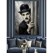 Tablomega Kapı Arasından Bakan Charlie Chaplin Dekoratif Kanvas - Mdf Ahşap Tablo