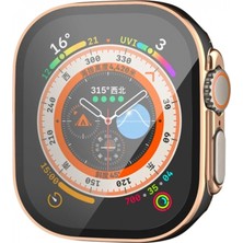 Pileli Store Pilelistore   Apple Watch Ultra 49MM Legend Camlı Kasa Ekran Koruyucu - Siyah-Gold