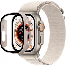 Pileli Store Pilelistore   Apple Watch Ultra 49MM Desert Camlı Kasa Ekran Koruyucu - Metalik Gold