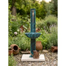 Balyaman Döküm Lavabolu Turkuaz Eskitme Kare Ayaklı Bahçe Çeşmesi