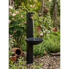 Balyaman Döküm Lavabolu Siyah Kare Ayaklı Bahçe Çeşmesi