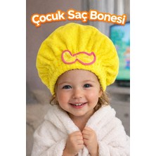 Febros Shop Çocuk Saç Kurutma Bonesi Mikrofiber Havlu Bone Banyo Sonrası Hızlı Kuruyan Çocuk Saç Bonesi