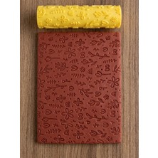 Model 026 - Çiçekli Çiçek - Polimer Kil Doku Oklavası / Seramik Çamuru Desen Rulosu