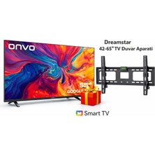 Onvo 55VL90N4UA 55” 4K Ultra Hd Google Tv + Dreamstar 42-65” Tv Duvar Askı Aparatı Hediyeli Paket (Uydu Alıcılı, Netflix, Youtube, Smart Tv)