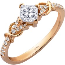 Sirius Pırlanta ve Prenses Kesim Beyaz Topaz Eternella Yüzük 0447R0106