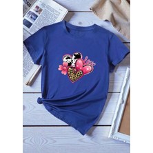 Punix Kids Özel Seri Pembe Love Baskılı Yuvarlak Yaka %100 Pamuk  Kız Çocuk T-Shirt
