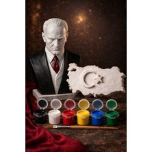 Printella 23 Nisan Atatürk & Türkiye Haritası Boyama Seti 6 Renk Boya 1 Fırça Özel Set