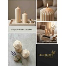 Soya Wax Mum Çizgili Sütun Mum Seti