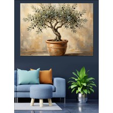 Tablomega Saksıda Zeytin Ağacı Minimalist Pano Dekoratif Kanvas - Mdf Ahşap Tablo