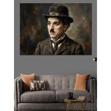 Artmeg Charlie Chaplin Nostaljik Siyah Beyaz Dekoratif Kanvas - Mdf Ahşap Tablo