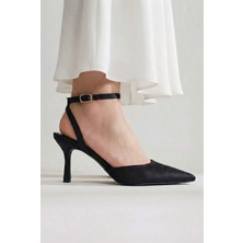 Join Polo Kadın Saten Bilekten Bağlamalı Sivri Burun Ince Topuklu Stiletto Abiye Gece Ayakkabısı
