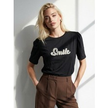 Bebe 30696 Smile Taşlı Tişört Siyah