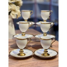 Acar 6lı Prune Sade Krem Gold Ayaklı Türk Kahve Fincan Takımı