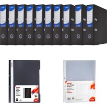 Noki Klasör Geniş Siyah 10 Adet + 50 Telli Dosya + 100 Adet Poşet Dosya