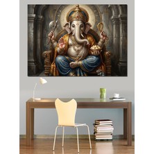 Artmeg Hint Tanrısı Lord Ganesha Heykeli Dekoratif Kanvas - Mdf Ahşap Tablo
