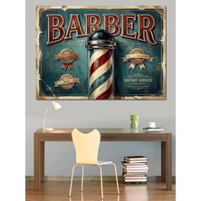Karizma Tablo Barber Shop Klasik Berber Tabelası Dekoratif Kanvas - Mdf Ahşap Tablo