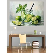 Artmeg Taze Mojito Kokteyli ve Buzlar Dekoratif Kanvas - Mdf Ahşap Tablo