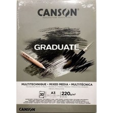 Kitabevimden Canson Çizim Bloğu Graduate Mıx Medıa Gri 30 Syf A3 220 gr