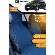 Yumuşak Pamuklu Oto Koltuk Koruyucu Kılıf Seti, Mavi ve Siyah, 5'li