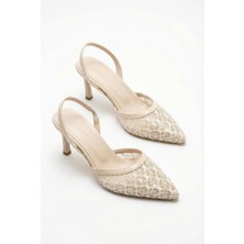 Kadın Dantel Işlemeli Sivri Burun Ince Topuklu Stiletto Gelin Abiye Ayakkabı