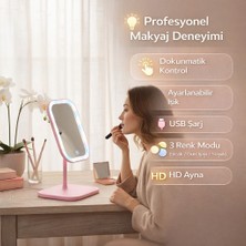 Wowo Şarjlı LED Işıklı Makyaj Aynası LED Dokunmatik Makyaj Aynası Oynar Başlıklı 3 Modlu USB Şarjlı