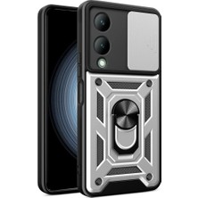 Vivo Y17S Kılıf Pars Lens Yüzüklü  - Gümüş