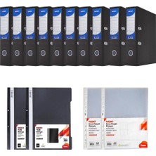 Noki Klasör Geniş Siyah 10 Adet + 100 Telli Dosya + 200 Adet Poşet Dosya