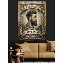 Artmeg The Gentleman's Club Berber Logosu Dekoratif Kanvas - Mdf Ahşap Tablo