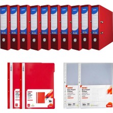 Noki Klasör Geniş Kırmızı 10 Adet +100 Telli Dosya + 200 Adet Poşet Dosya