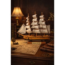Kesene Isime Kişiye Özel Dekoratif Premium Ahşap El Yapımı Yelkenli Gemi Maketi 50 x 50CM Biblo Hediye 533B